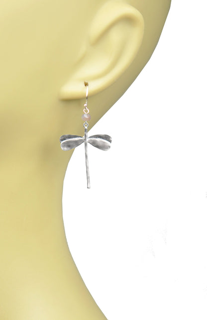 Dragonfly Pink Opal Earrings - One Color / One Size - Jewelry & Accessories - Earrings - Drop Earrings