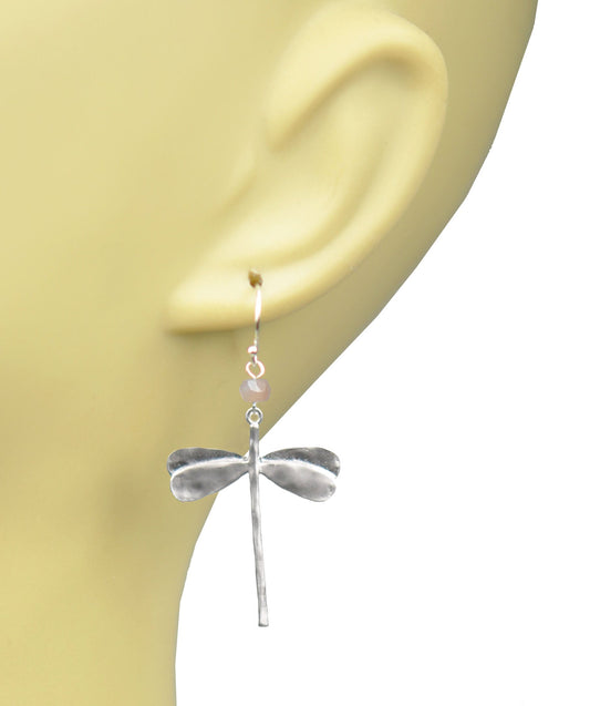 Dragonfly Pink Opal Earrings - One Color / One Size - Jewelry & Accessories - Earrings - Drop Earrings