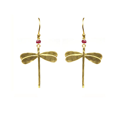 Dragonfly Ruby Earrings - One Color / One Size - Jewelry & Accessories - Earrings - Drop Earrings
