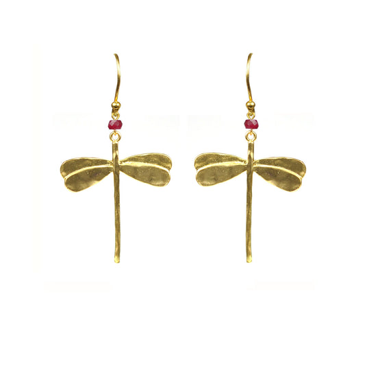 Dragonfly Ruby Earrings - One Color / One Size - Jewelry & Accessories - Earrings - Drop Earrings