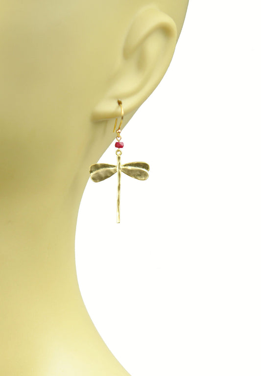 Dragonfly Ruby Earrings - One Color / One Size - Jewelry & Accessories - Earrings - Drop Earrings