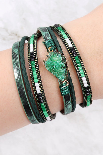 Druzy Stone Leather Wrap Magnetic Bracelet - Jewelry & Accessories - Bracelets & Bangles - Wrap Bracelets