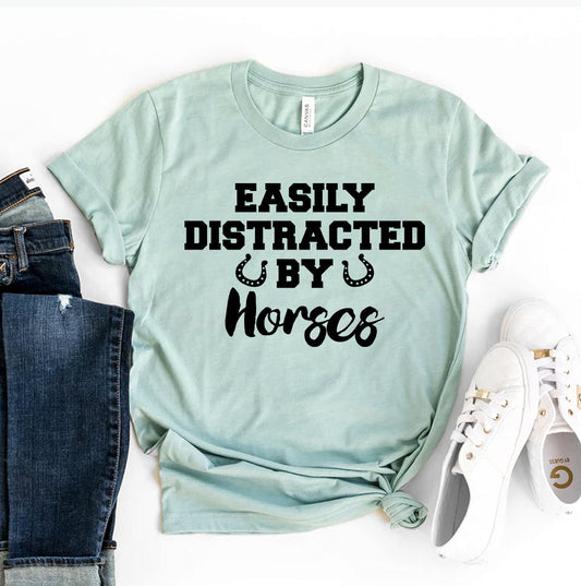 Easily Distracted by Horses T-Shirt - Women’s Fashion - Women’s Clothing - Tops & Tees - T-Shirts