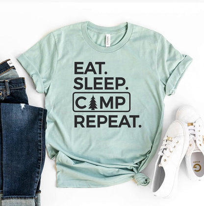Eat Sleep Camp Repeat T-Shirt - Women’s Fashion - Women’s Clothing - Tops & Tees - T-Shirts