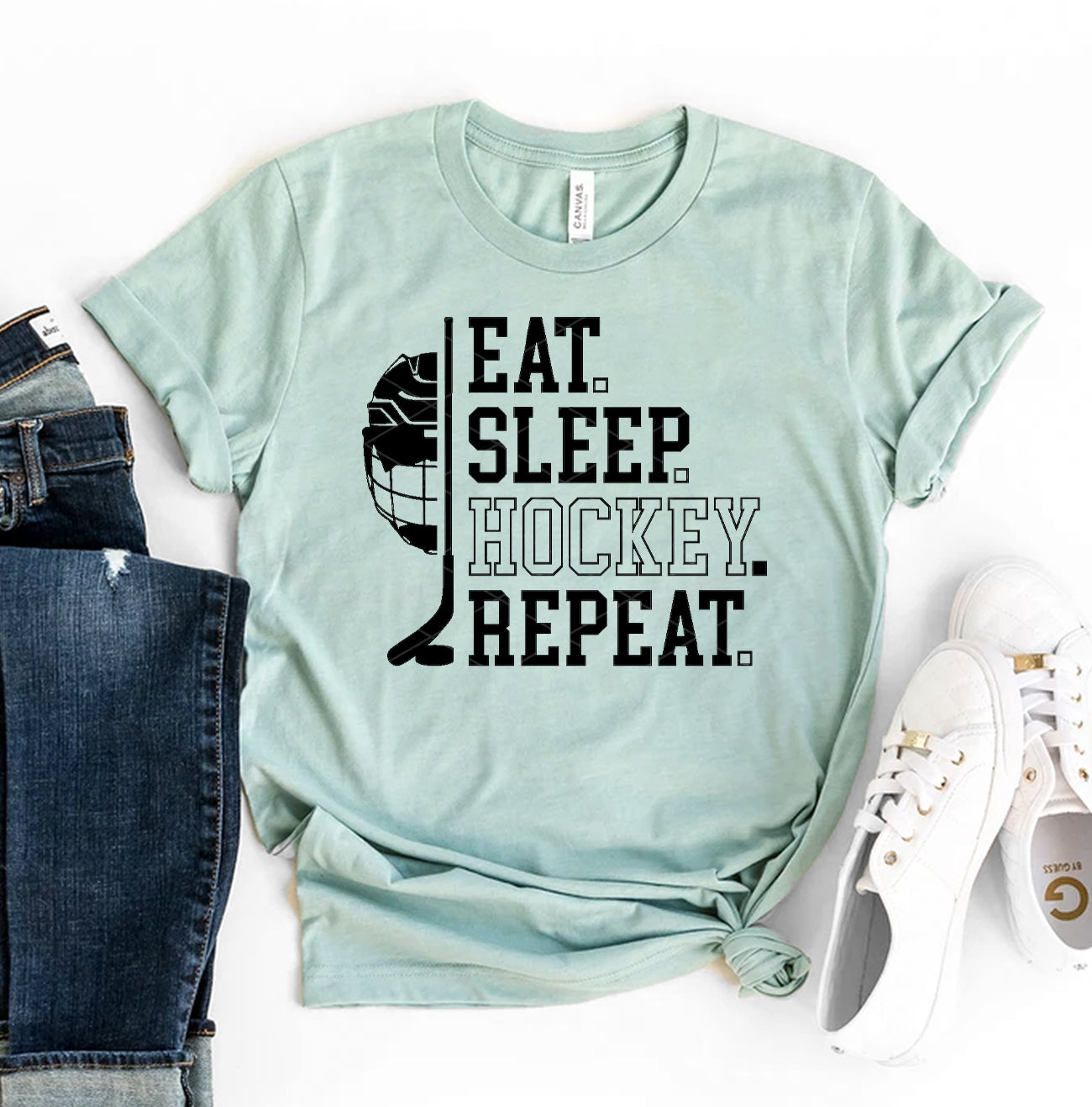 Eat Sleep Hockey Repeat T-Shirt - Women’s Fashion - Women’s Clothing - Tops & Tees - T-Shirts