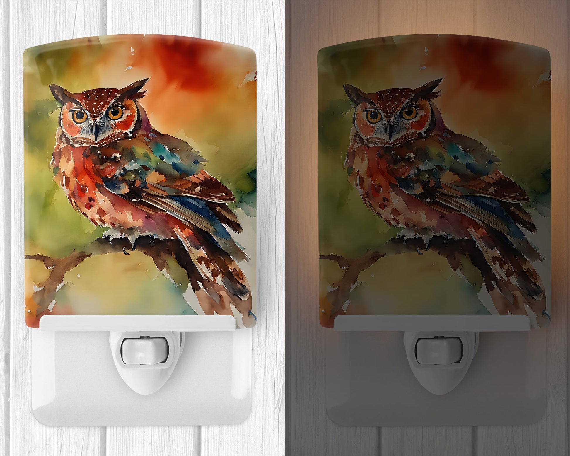 Elf Owl Ceramic Night Light - One Color / One Size - Home & Garden - Home Improvement - Lights & Lighting - Night Lights