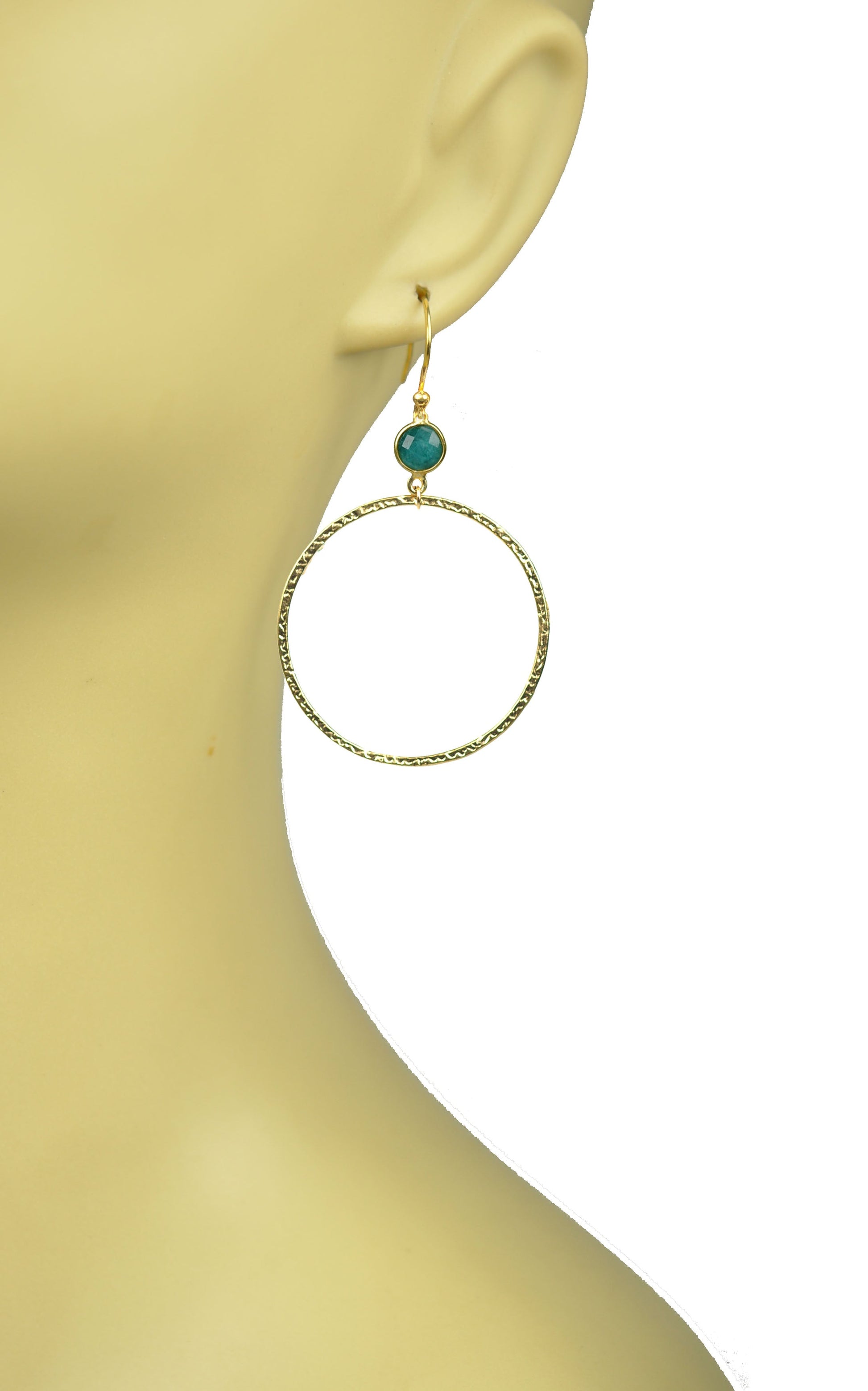 Emerald Bezel Circle Earrings - One Color / One Size - Jewelry & Accessories