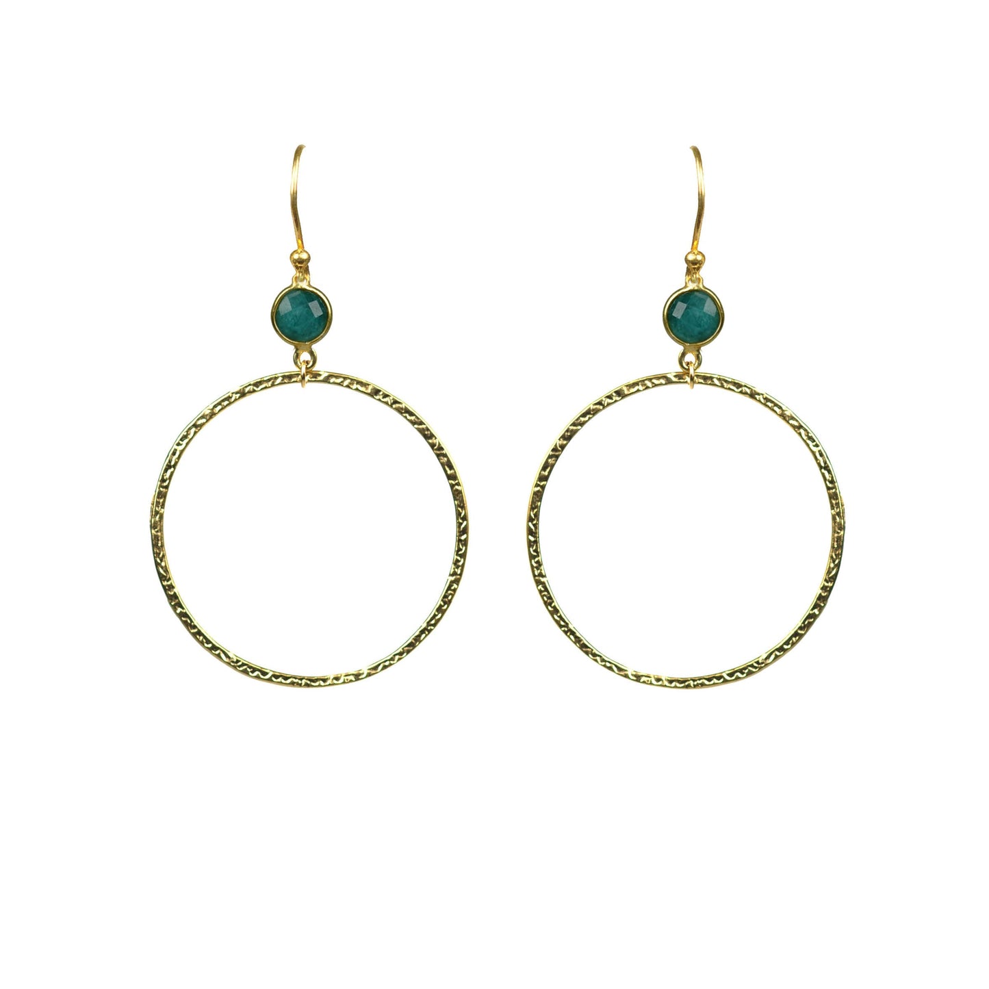 Emerald Bezel Circle Earrings - One Color / One Size - Jewelry & Accessories