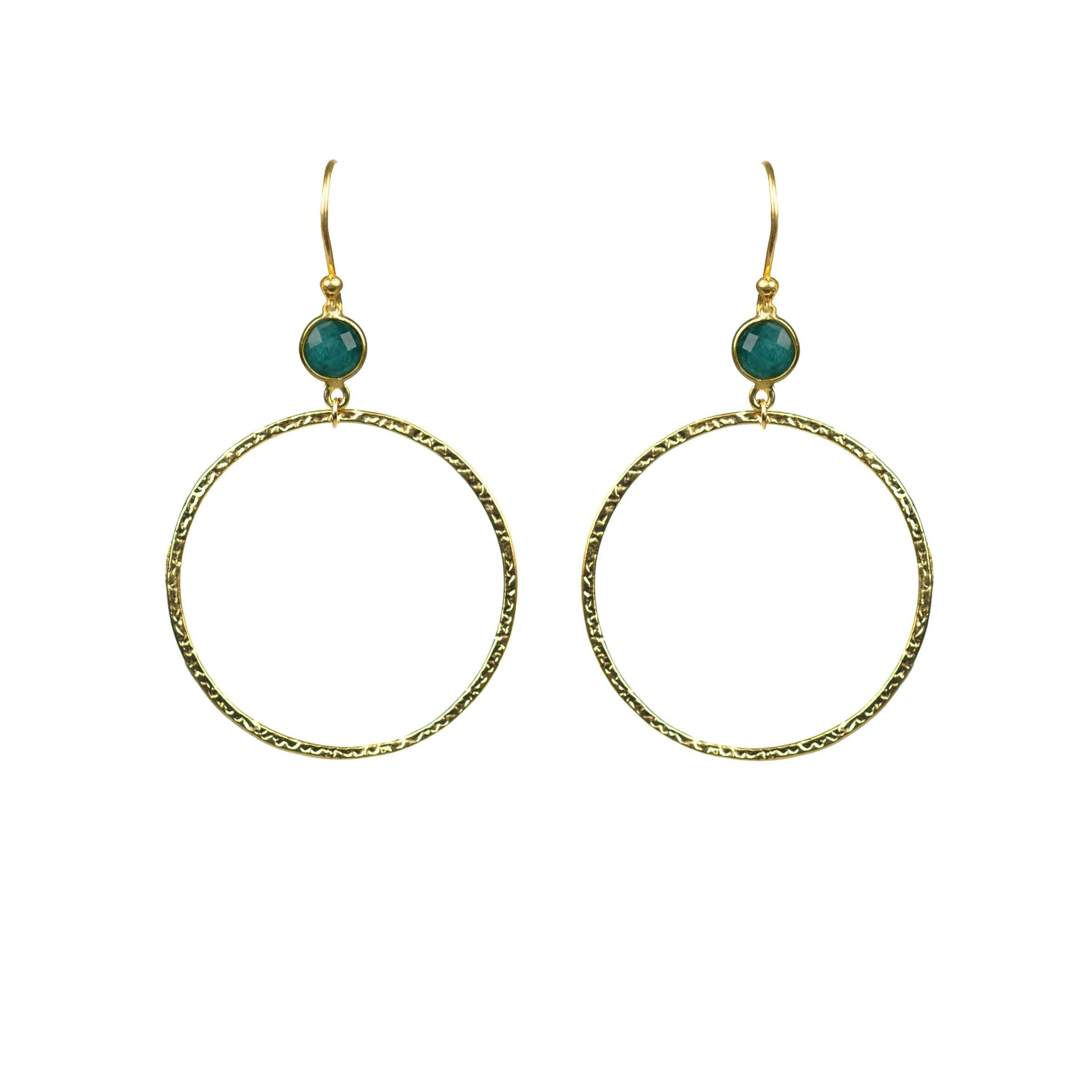 Emerald Bezel Circle Earrings - One Color / One Size - Jewelry & Accessories