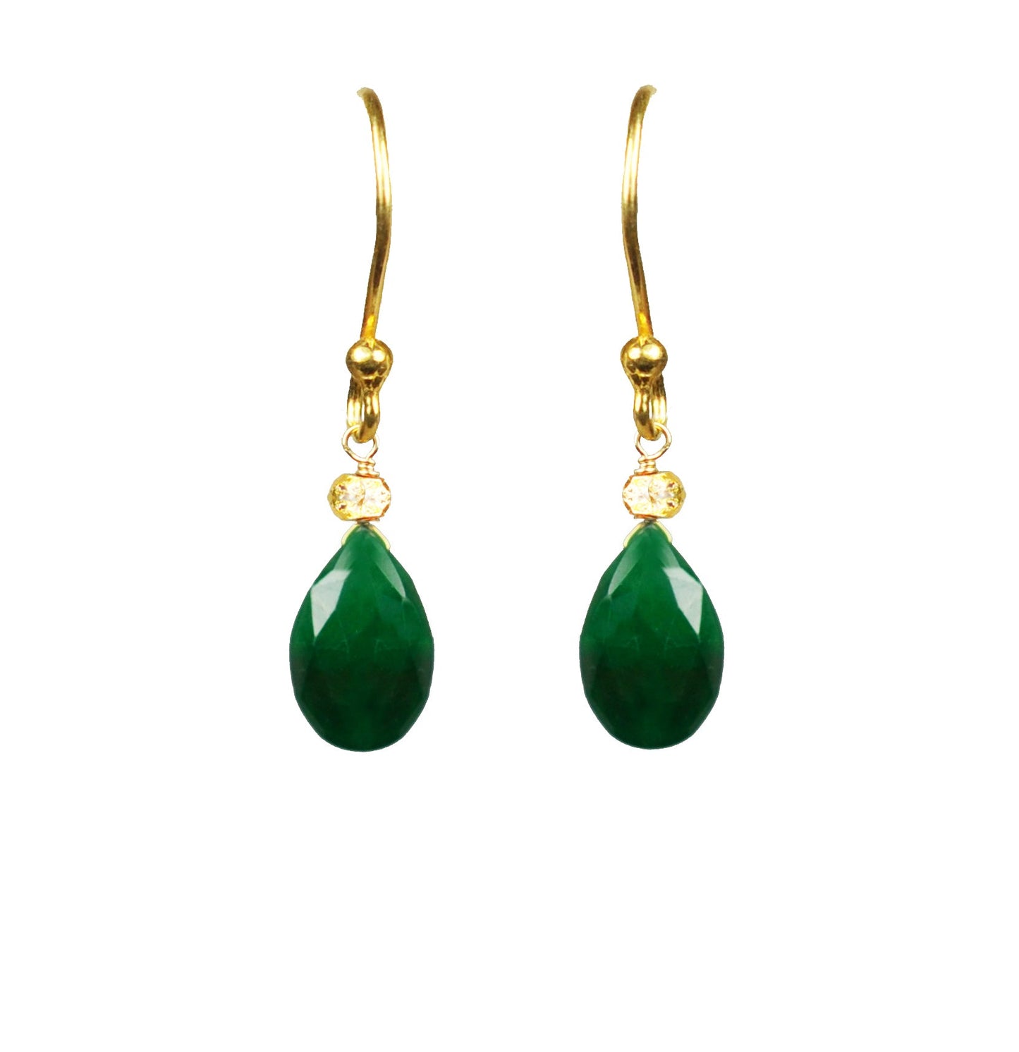 Emerald Drop Vermeil Earrings - One Color / One Size - Jewelry & Accessories - Earrings