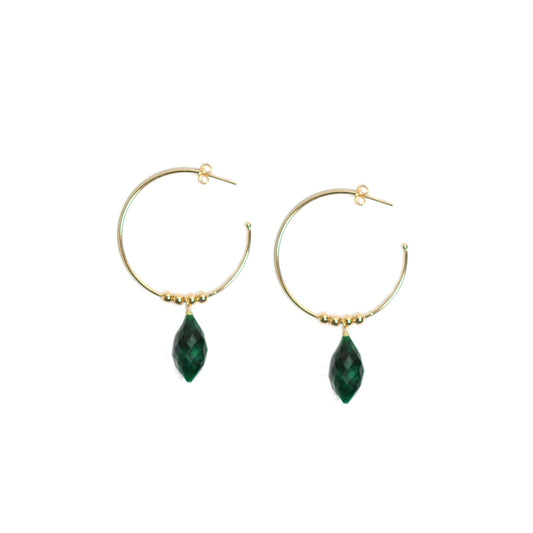 Emerald Hoop Earrings - One Color / One Size - Jewelry & Accessories - Earrings - Hoop Earrings