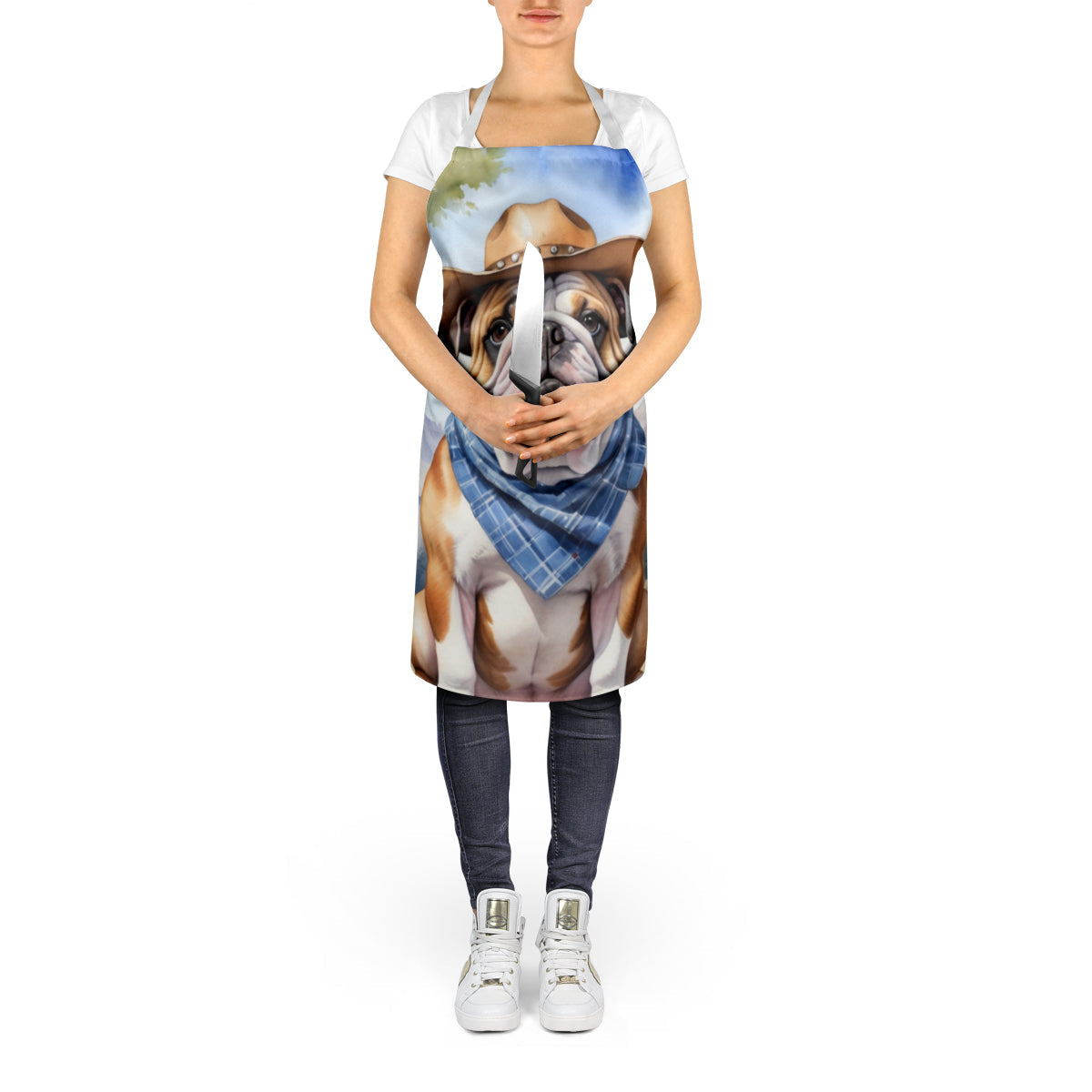 English Bulldog Cowboy Welcome Apron - One Color / One Size - Home & Garden - Kitchen Dining & Bar - Table Decoration &