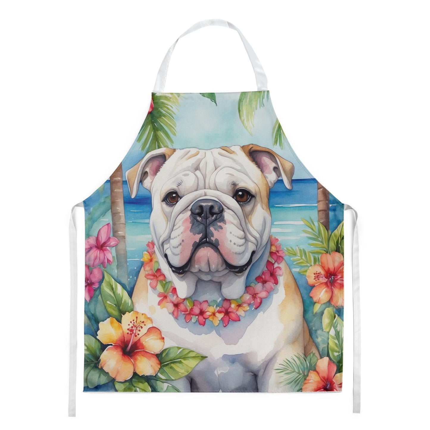 English Bulldog Luau Apron - One Color / One Size - Home & Garden - Kitchen Dining & Bar - Table Decoration &