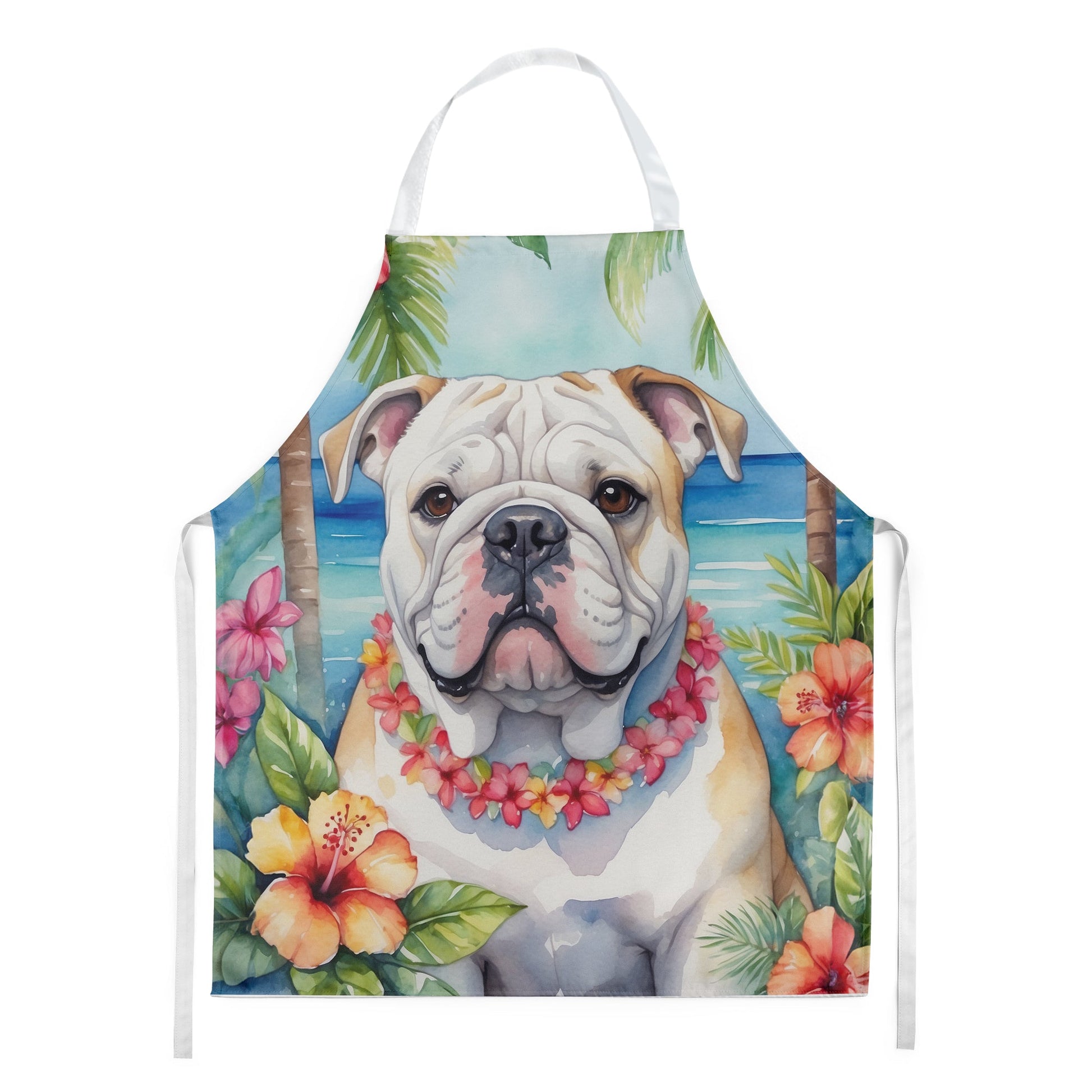 English Bulldog Luau Apron - One Color / One Size - Home & Garden - Kitchen Dining & Bar - Table Decoration &