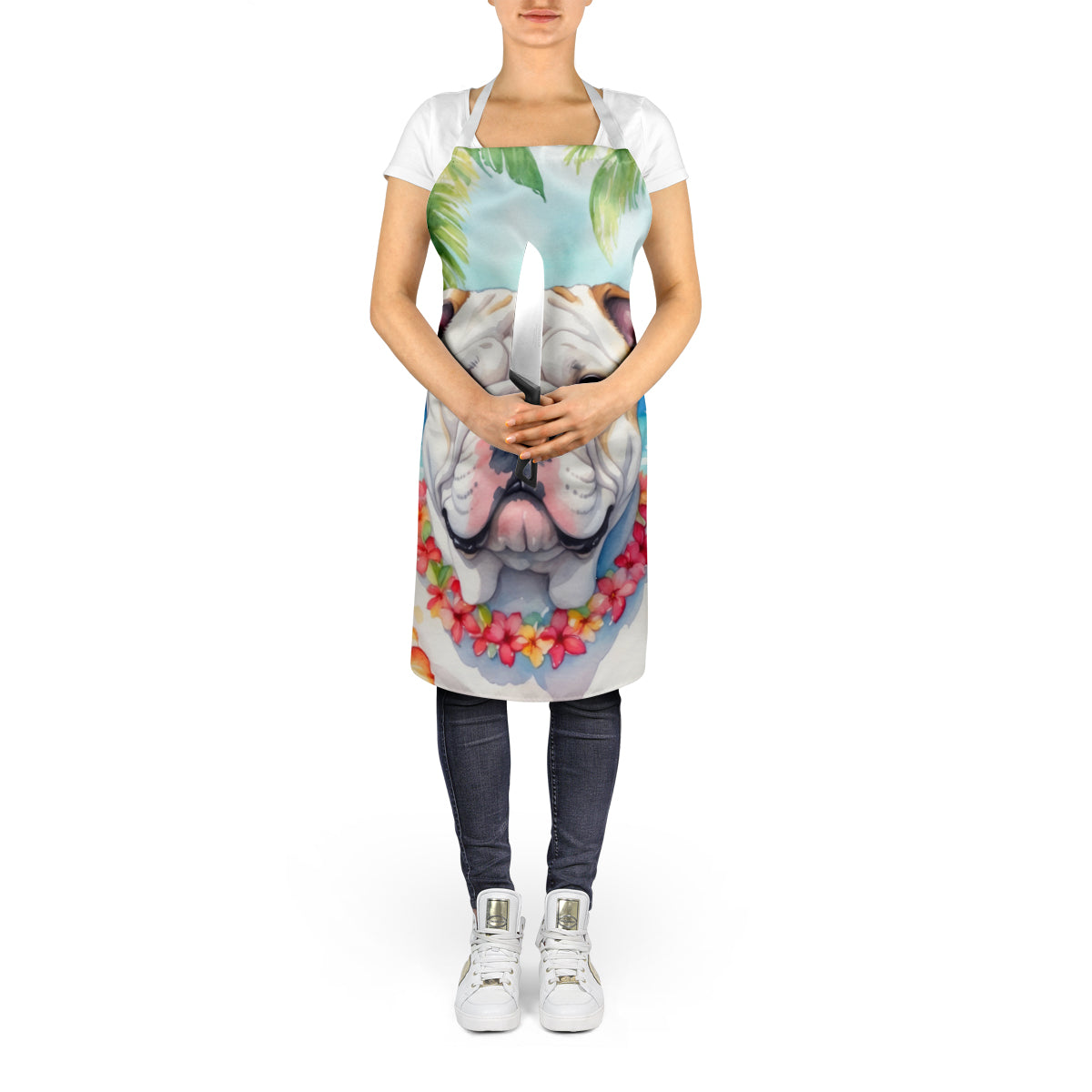 English Bulldog Luau Apron - One Color / One Size - Home & Garden - Kitchen Dining & Bar - Table Decoration &
