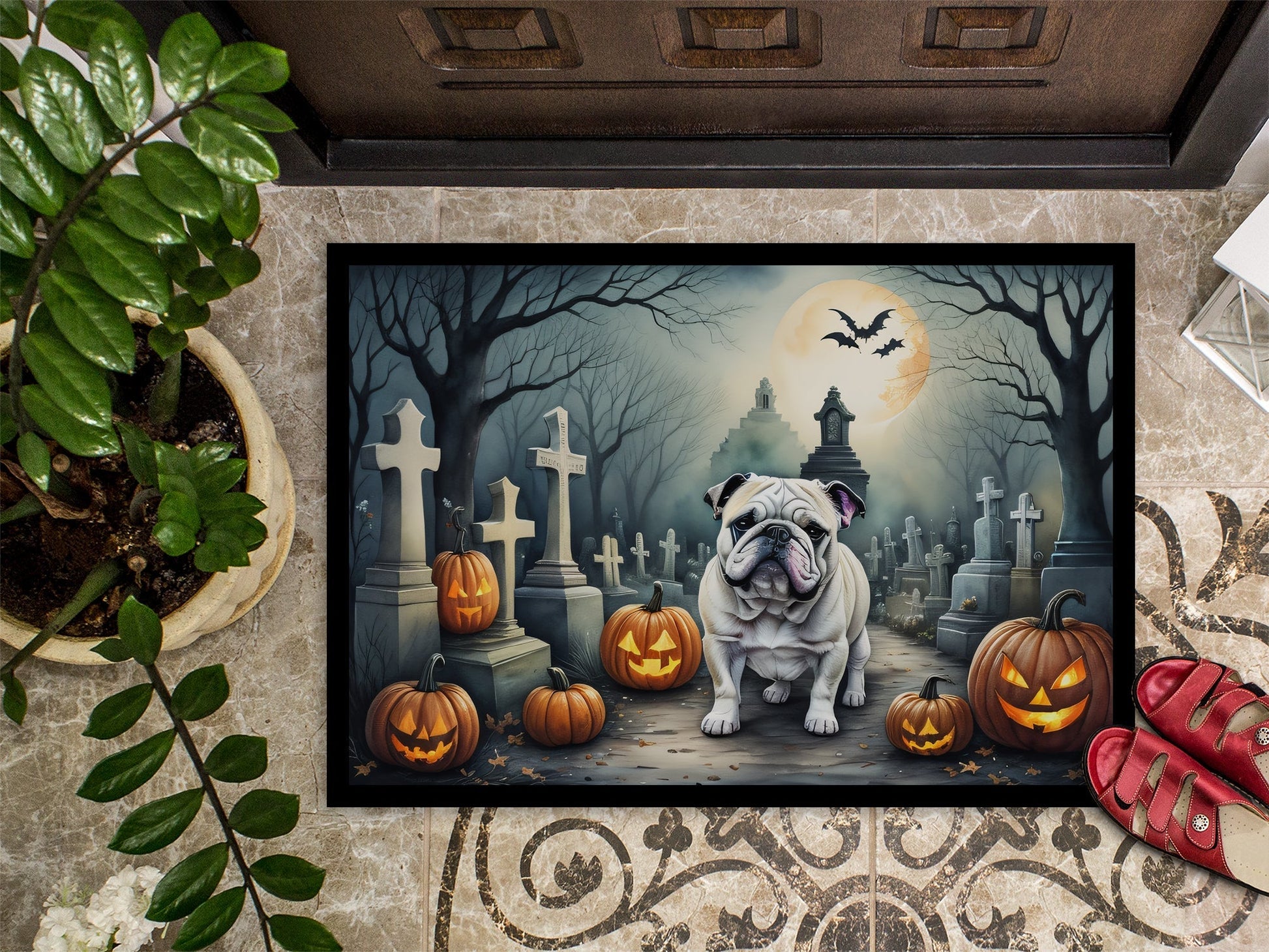English Bulldog Spooky Halloween Doormat - One Color / One Size - Home & Garden - Home Textile - Carpets & Rugs