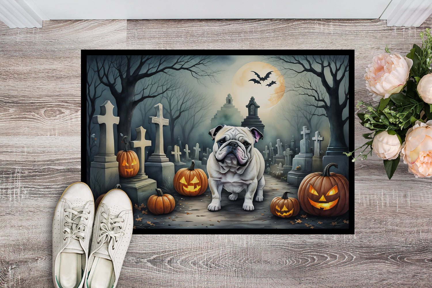 English Bulldog Spooky Halloween Doormat - One Color / One Size - Home & Garden - Home Textile - Carpets & Rugs