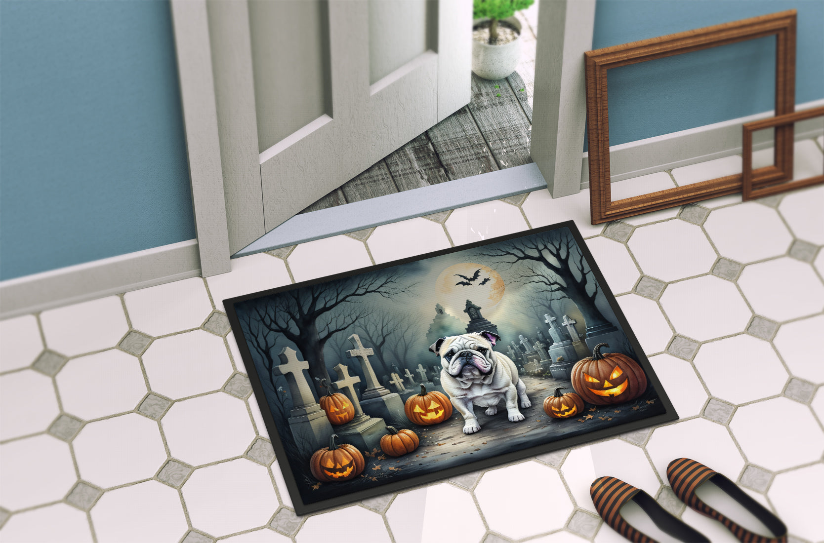 English Bulldog Spooky Halloween Doormat - One Color / One Size - Home & Garden - Home Textile - Carpets & Rugs