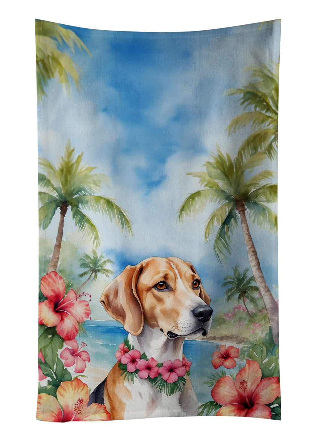 English Foxhound Luau Kitchen Towel - One Color / One Size - Home & Garden - Home Textile - Towels