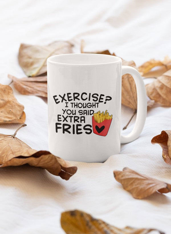 Exerccise Extra Fries Mug - One Color / One Size - Home & Garden - Kitchen Dining & Bar - Coffeeware