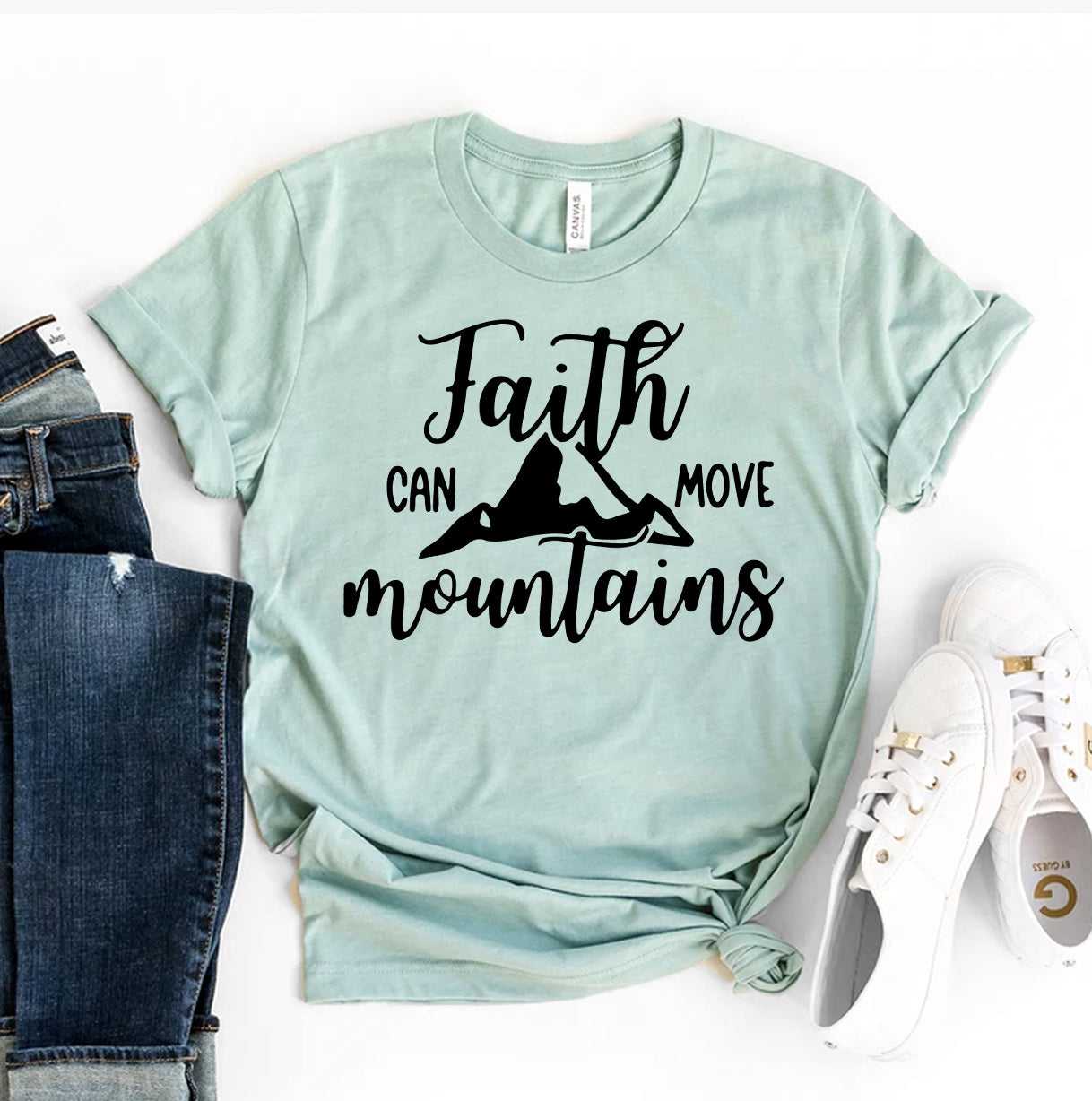 Faith Can Move Mountains T-Shirt - Women’s Fashion - Women’s Clothing - Tops & Tees - T-Shirts