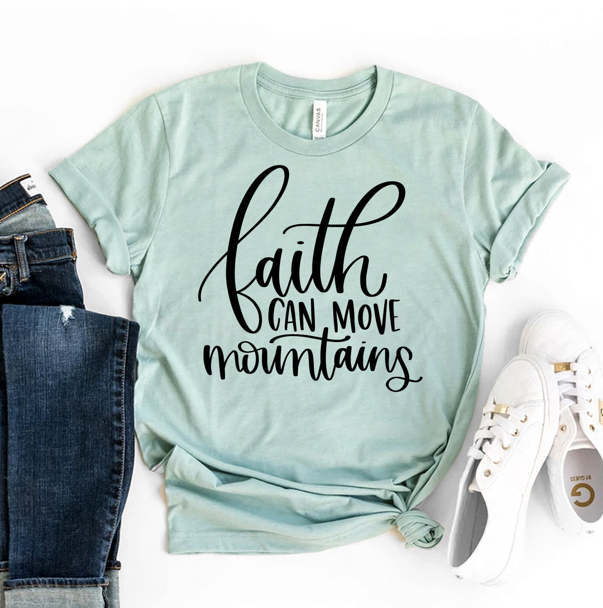 Faith Can Move Mountains T-Shirt - Women’s Fashion - Women’s Clothing - Tops & Tees - T-Shirts