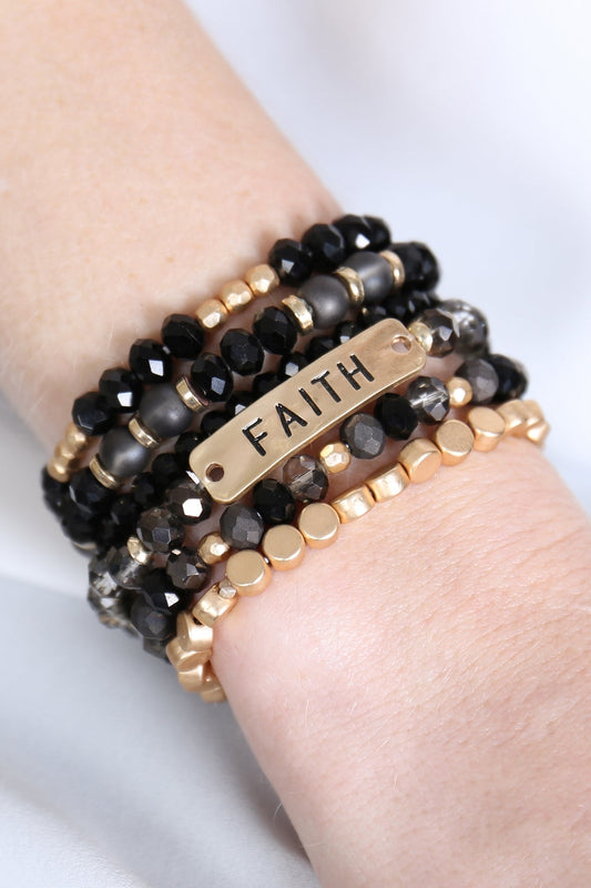 ’Faith’ Charm Mixed Beads Bracelet - Jewelry & Accessories - Bracelets & Bangles - Charm Bracelets