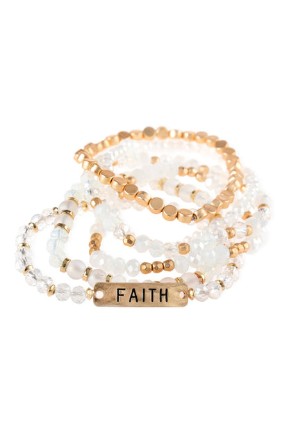 ’Faith’ Charm Mixed Beads Bracelet - Jewelry & Accessories - Bracelets & Bangles - Charm Bracelets