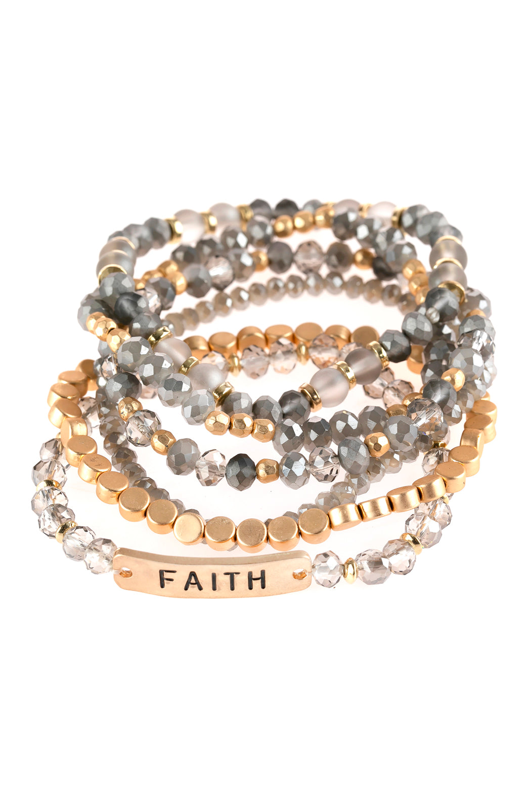 ’Faith’ Charm Mixed Beads Bracelet - Jewelry & Accessories - Bracelets & Bangles - Charm Bracelets