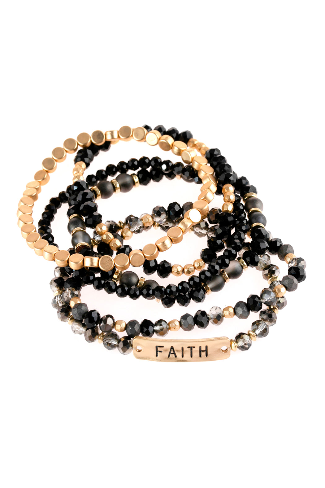 ’Faith’ Charm Mixed Beads Bracelet - Jewelry & Accessories - Bracelets & Bangles - Charm Bracelets