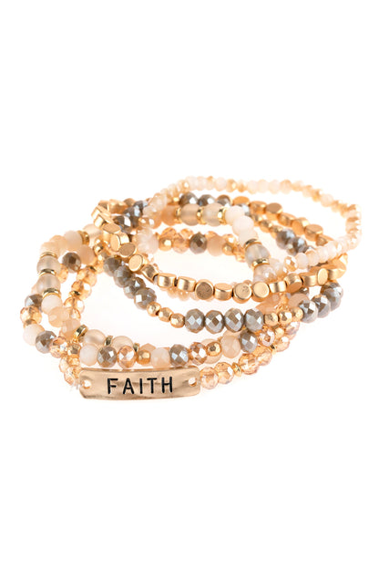 ’Faith’ Charm Mixed Beads Bracelet - Jewelry & Accessories - Bracelets & Bangles - Charm Bracelets