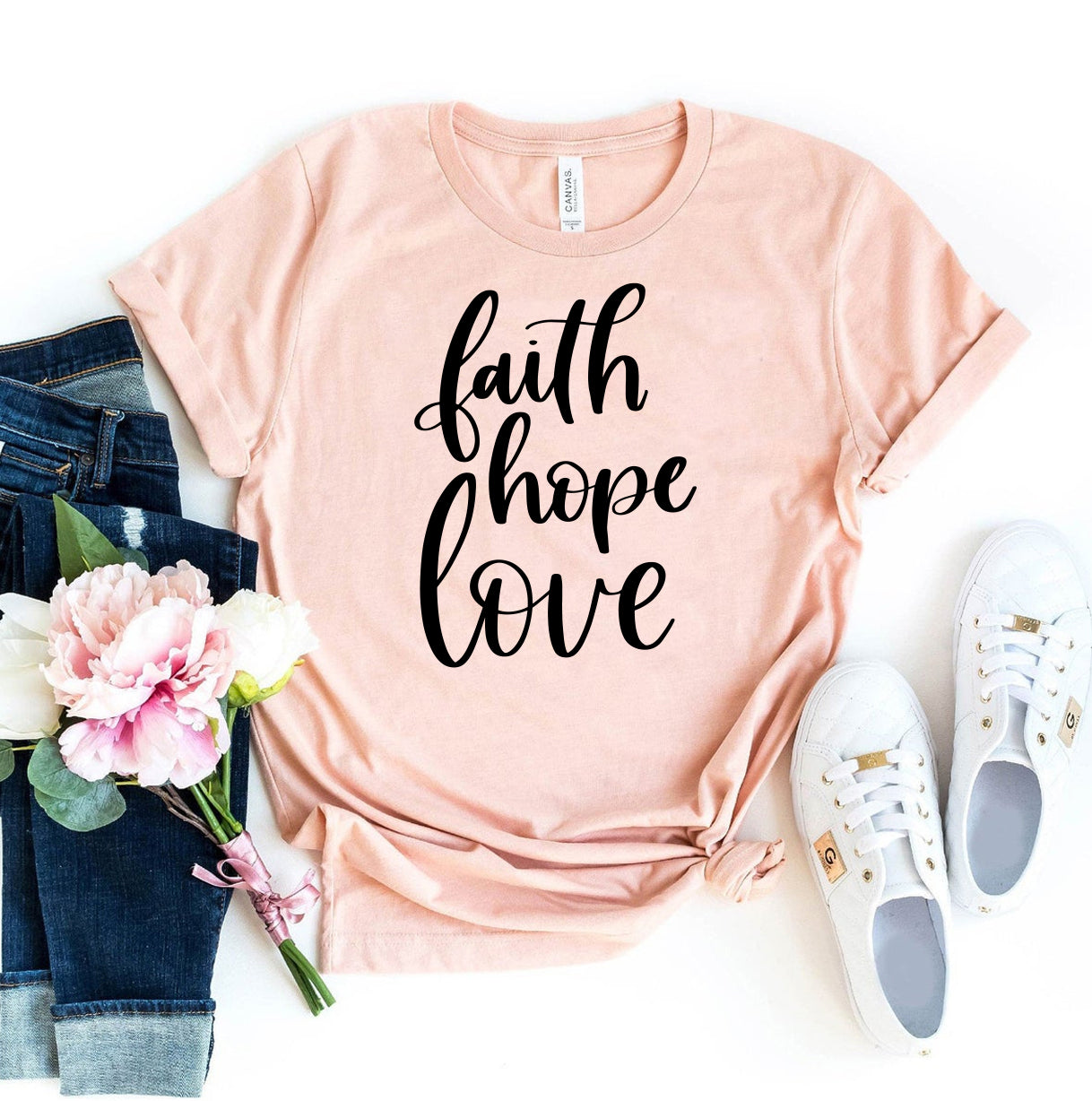 Faith Hope Love T-Shirt - Women’s Fashion - Women’s Clothing - Tops & Tees - T-Shirts