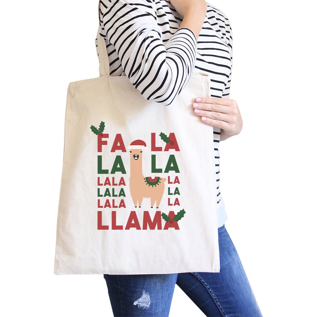 Falala Llama Canvas Shoulder Bag Cute Christmas Gift Tote for Teens - Bags & Luggage - Women’s Bags