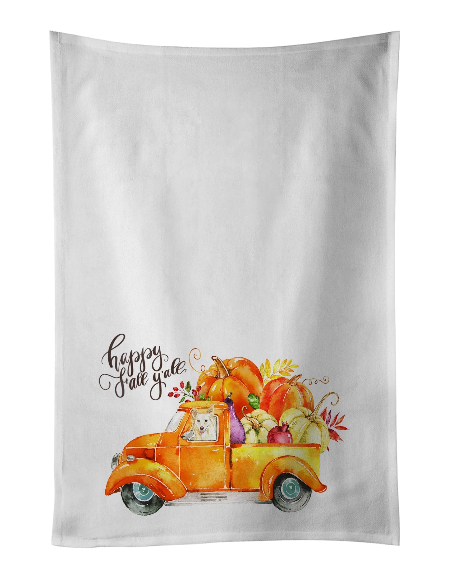 Fall Harvest White Collie Kitchen Towel Set of 2 - One Color / One Size - Home & Garden - Home Textile - Towels