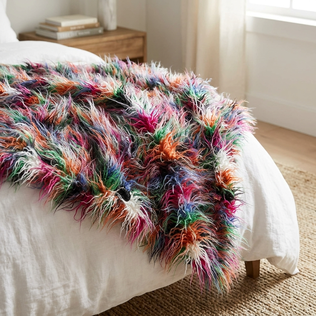 Fanciful Boho Plush Handmade Luxury Faux Fur Throw Blanket - Home & Garden - Home Textile - Bedding