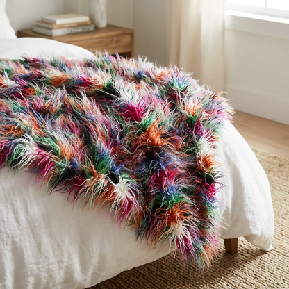 Fanciful Boho Plush Handmade Luxury Faux Fur Throw Blanket - Home & Garden - Home Textile - Bedding