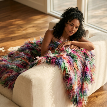 Fanciful Boho Plush Handmade Luxury Faux Fur Throw Blanket - Home & Garden - Home Textile - Bedding
