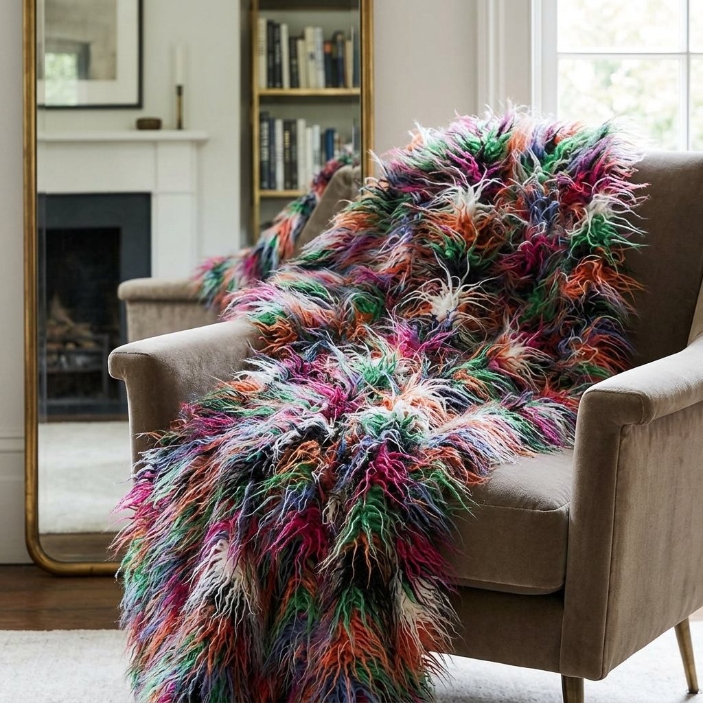 Fanciful Boho Plush Handmade Luxury Faux Fur Throw Blanket - Home & Garden - Home Textile - Bedding
