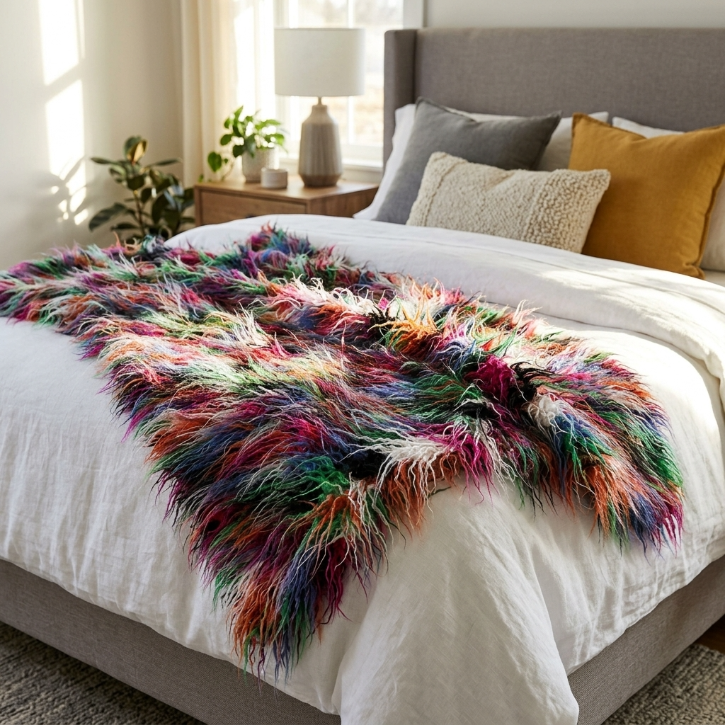 Fanciful Boho Plush Handmade Luxury Faux Fur Throw Blanket - Home & Garden - Home Textile - Bedding