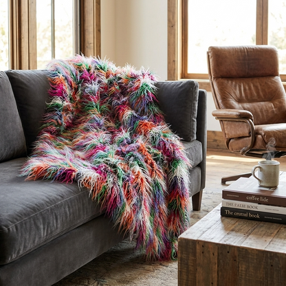 Fanciful Boho Plush Handmade Luxury Faux Fur Throw Blanket - Home & Garden - Home Textile - Bedding