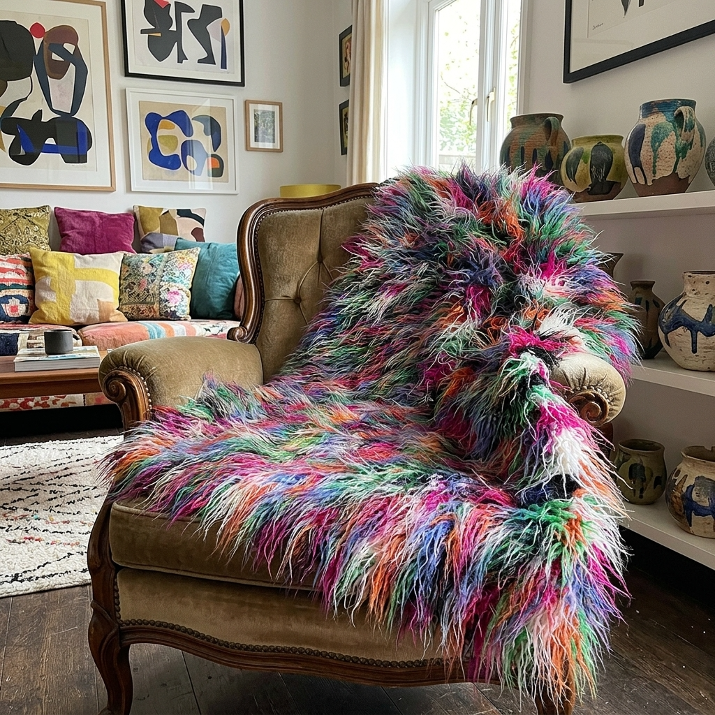 Fanciful Boho Plush Handmade Luxury Faux Fur Throw Blanket - Home & Garden - Home Textile - Bedding