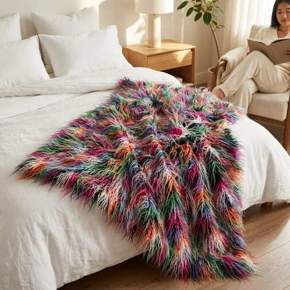 Fanciful Boho Plush Handmade Luxury Faux Fur Throw Blanket - Home & Garden - Home Textile - Bedding