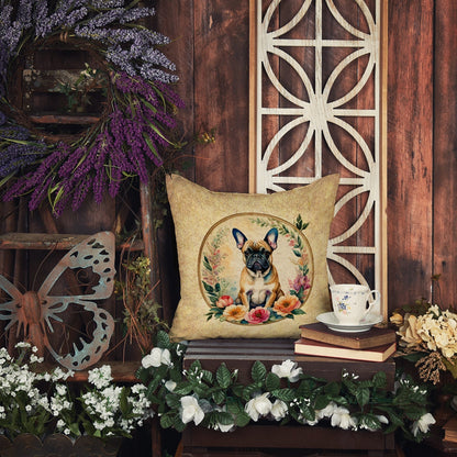 Fawn French Bulldog and Flowers Throw Pillow - One Color / One Size - Home & Garden - Home Textile - Pillows