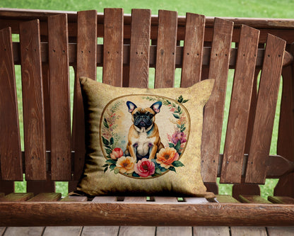 Fawn French Bulldog and Flowers Throw Pillow - One Color / One Size - Home & Garden - Home Textile - Pillows