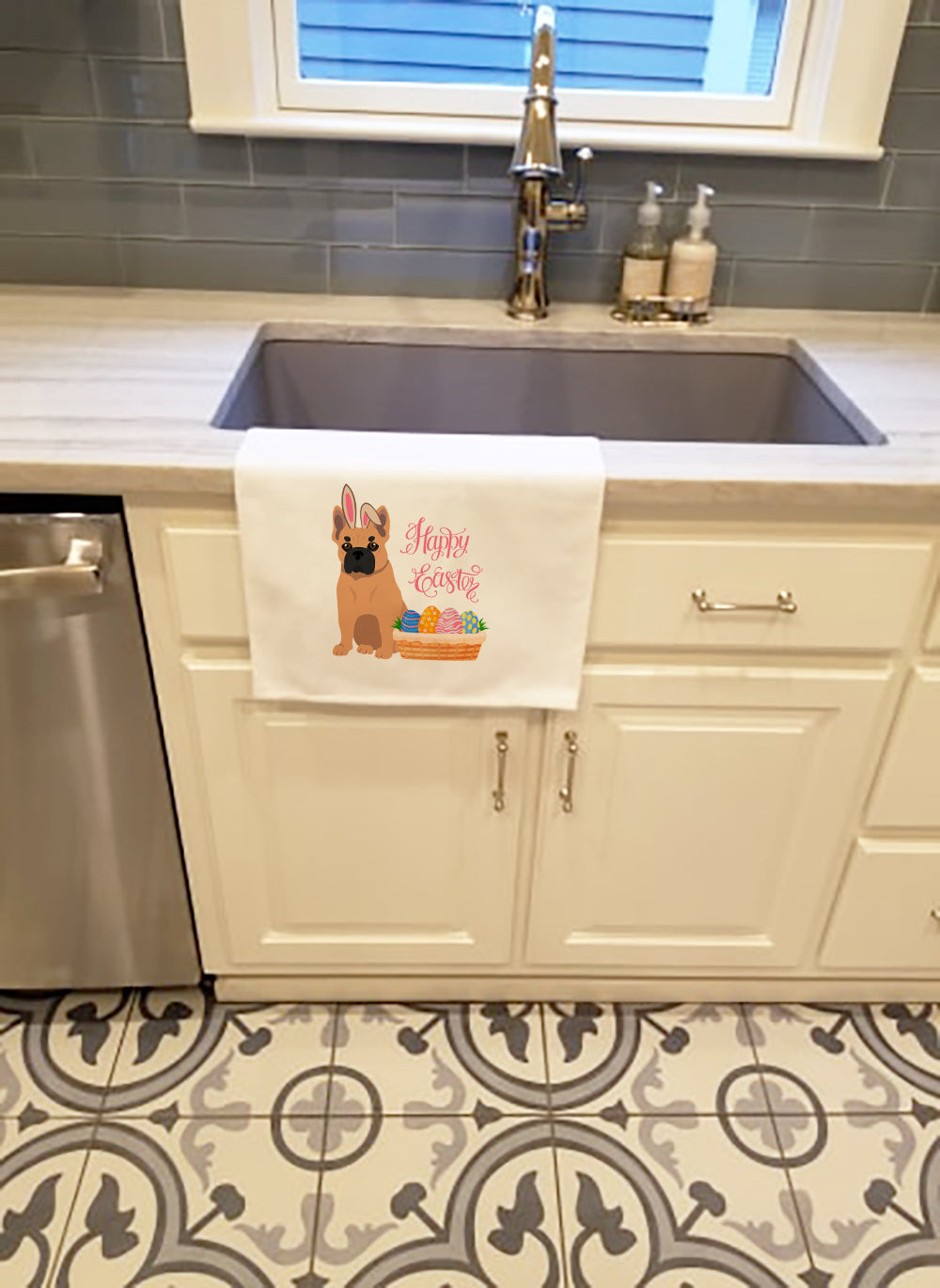 Fawn French Bulldog Easter Kitchen Towel Set of 2 - One Color / One Size - Home & Garden - Home Textile - Towels