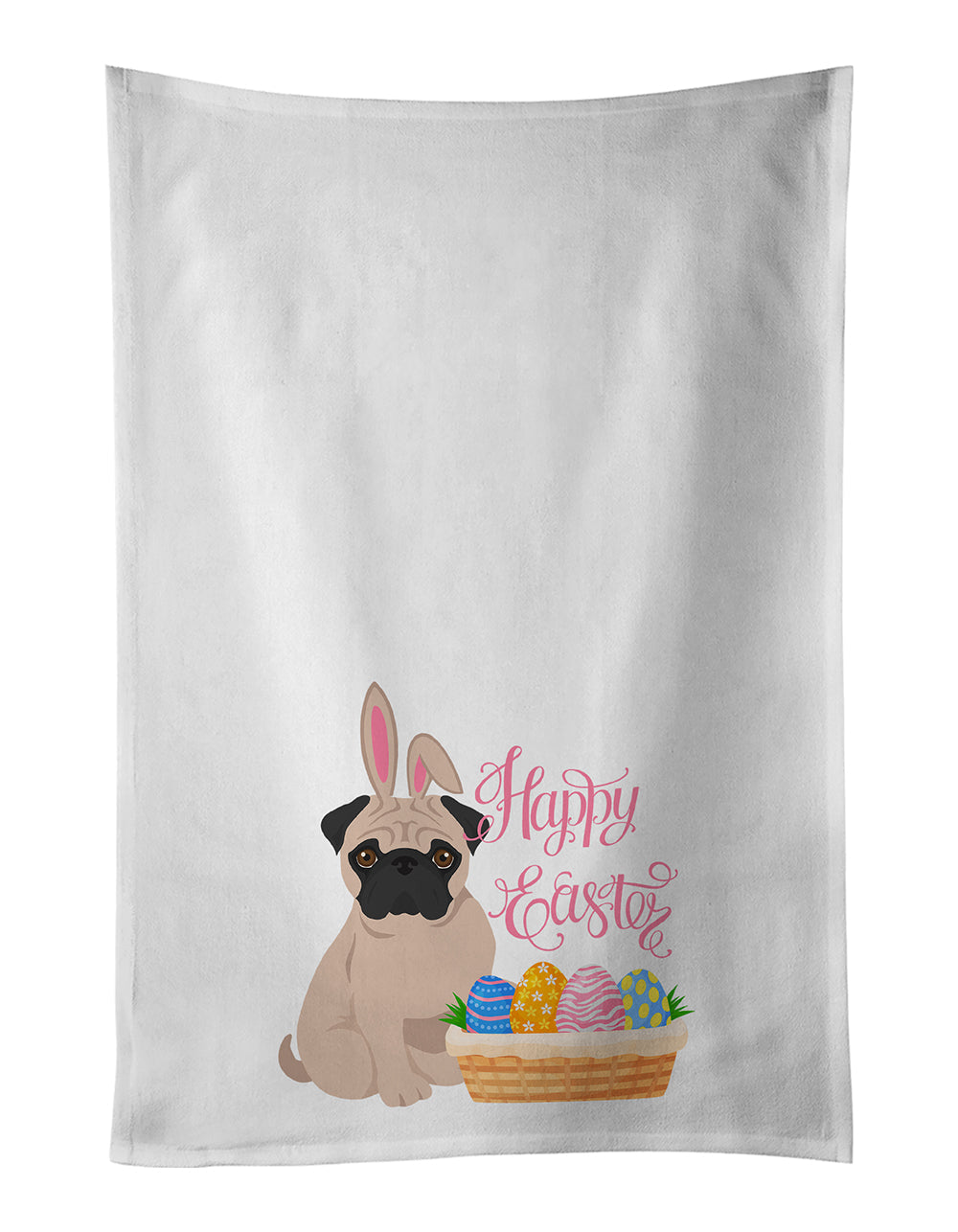 Fawn Pug Easter Kitchen Towel Set of 2 - One Color / One Size - Home & Garden - Home Textile - Towels