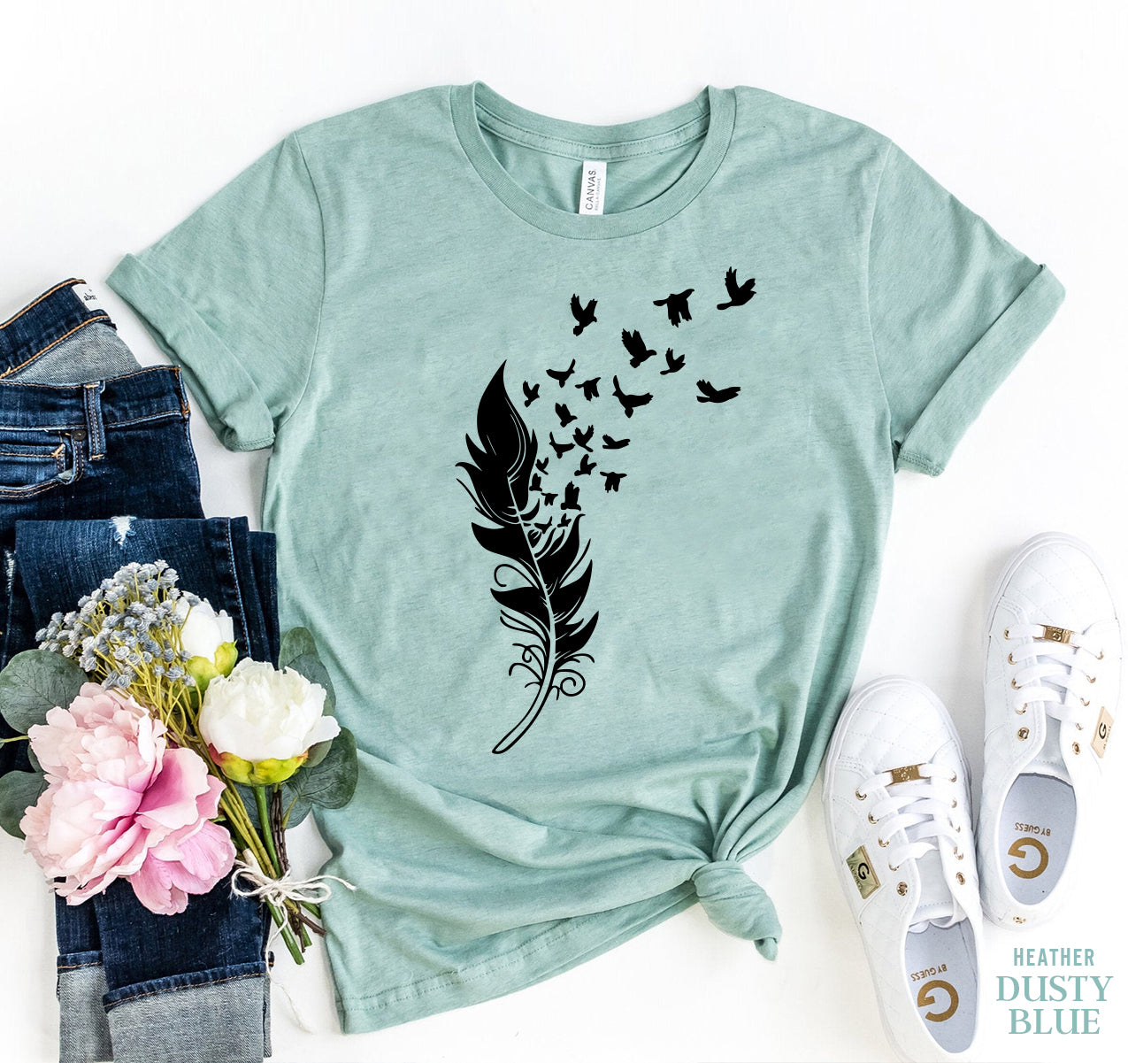 Feather Bird T-Shirt - Women’s Fashion - Women’s Clothing - Tops & Tees - T-Shirts