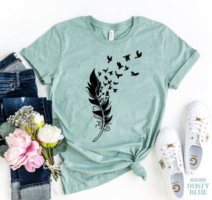 Feather Bird T-Shirt - Women’s Fashion - Women’s Clothing - Tops & Tees - T-Shirts