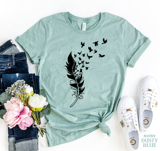 Feather Bird T-Shirt - Women’s Fashion - Women’s Clothing - Tops & Tees - T-Shirts