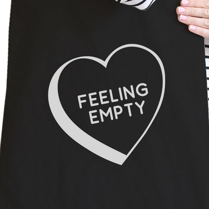 Feeling Empty Heart Black Cute Canvas Tote Bag Unique Graphic - One Color / One Size - Bags & Luggage - Women’s Bags